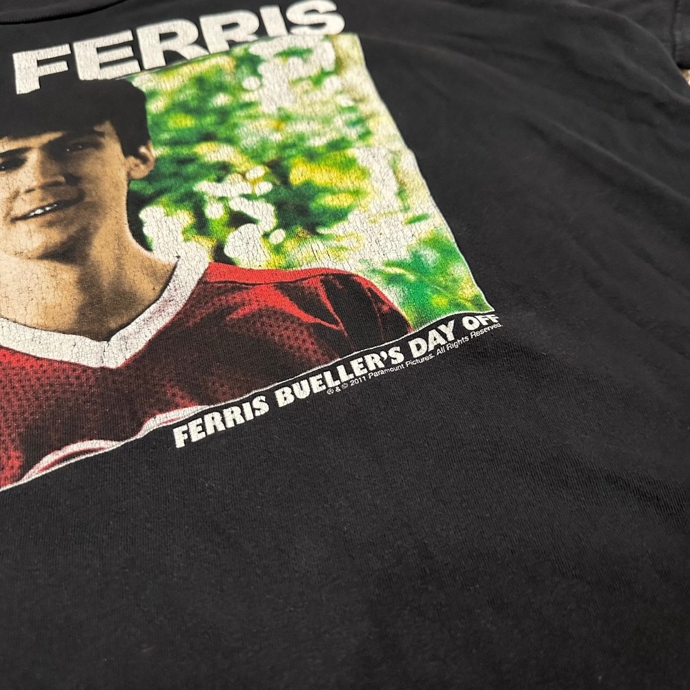 Ferris Buellers Day Off Mens XL Black Save Ferris Preowned Graphic Tee Cracking - Picture 3 of 5
